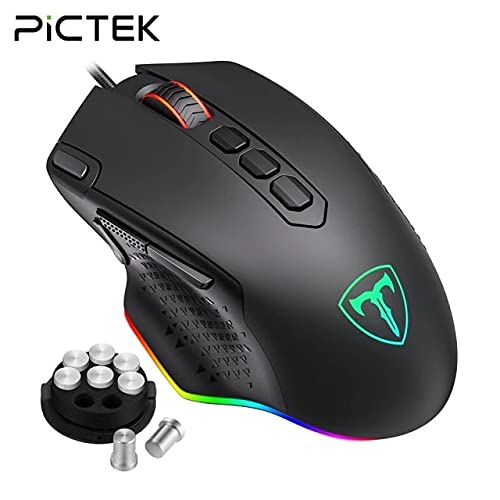 Pictek Pc257 Wired Gaming Mouse 12000 Dpi Rgb Backlit Game Mouse 10 Programmable Buttons New Ergonomic Game Usb Pc Computer Mice