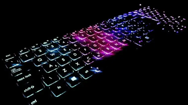 laptop with lit keys